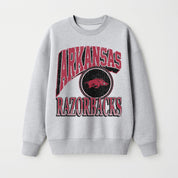 ARKANSAS RAZORBACKS GAME ON PREMIUM FLEECE DROP SHOULDER CREWNECK PULLOVER