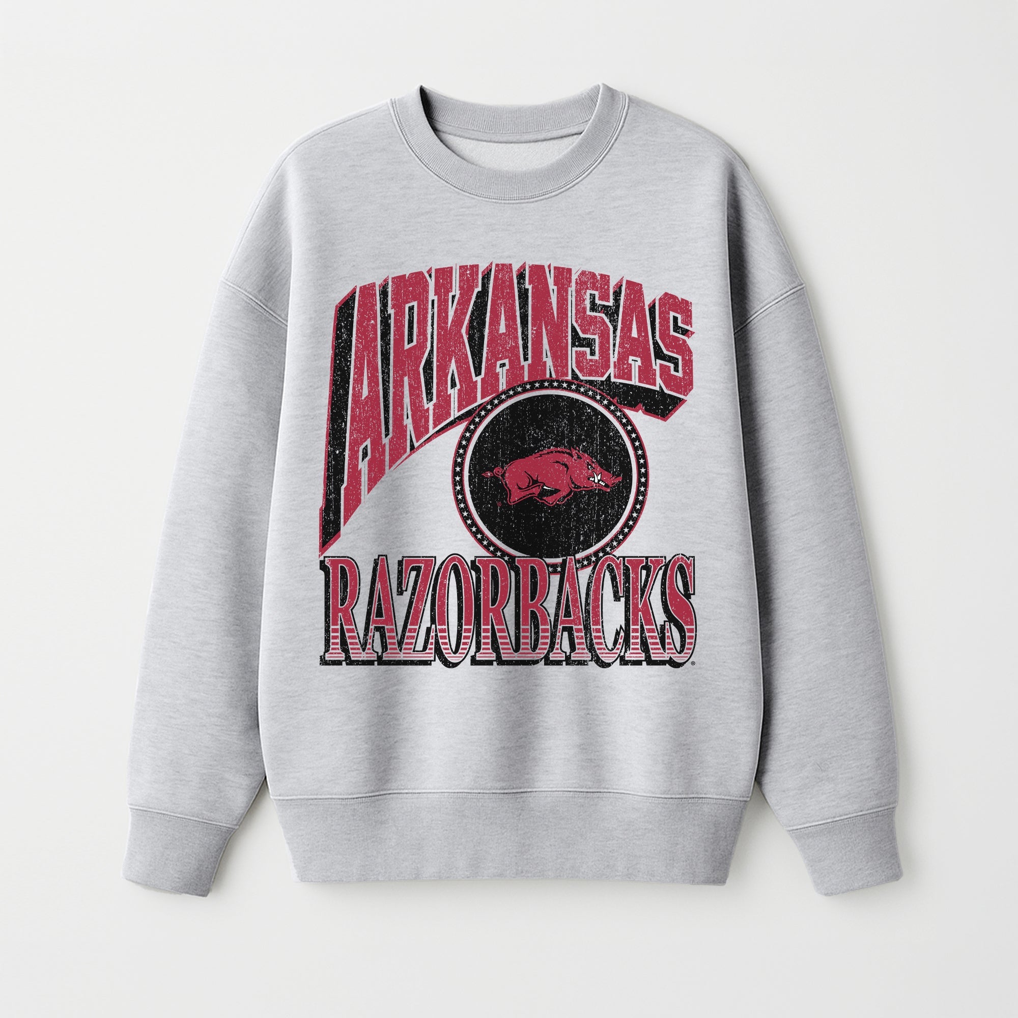ARKANSAS RAZORBACKS GAME ON PREMIUM FLEECE DROP SHOULDER CREWNECK PULLOVER