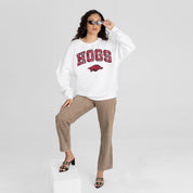 ARKANSAS RAZORBACKS SWEET PLAY PREMIUM FLEECE DROP SHOULDER CREWNECK PULLOVER