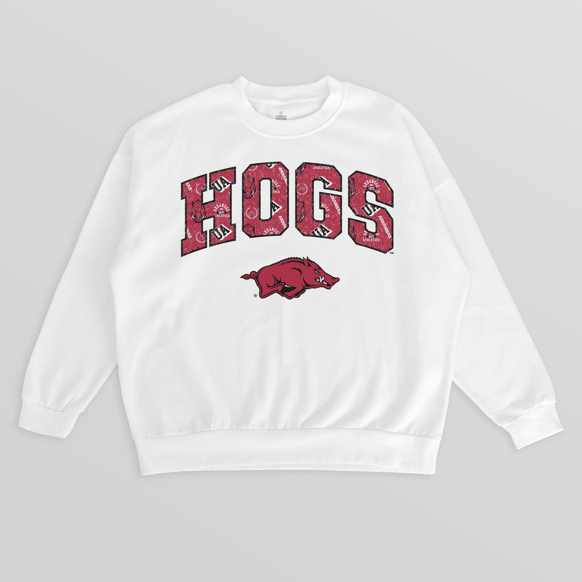 ARKANSAS RAZORBACKS SWEET PLAY PREMIUM FLEECE DROP SHOULDER CREWNECK PULLOVER