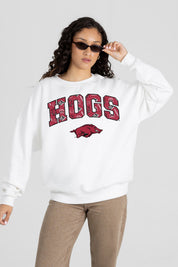 ARKANSAS RAZORBACKS SWEET PLAY PREMIUM FLEECE DROP SHOULDER CREWNECK PULLOVER