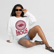 ARKANSAS RAZORBACKS ENDZONE PREMIUM FLEECE DROP SHOULDER CREWNECK PULLOVER