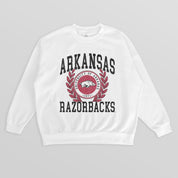 ARKANSAS RAZORBACKS GOLD STANDARD PREMIUM FLEECE DROP SHOULDER CREWNECK PULLOVER