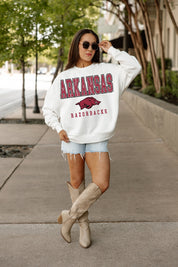 ARKANSAS RAZORBACKS FREESTYLE PREMIUM FLEECE DROP SHOULDER CREWNECK PULLOVER