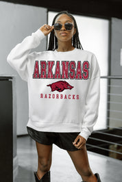 ARKANSAS RAZORBACKS FREESTYLE PREMIUM FLEECE DROP SHOULDER CREWNECK PULLOVER