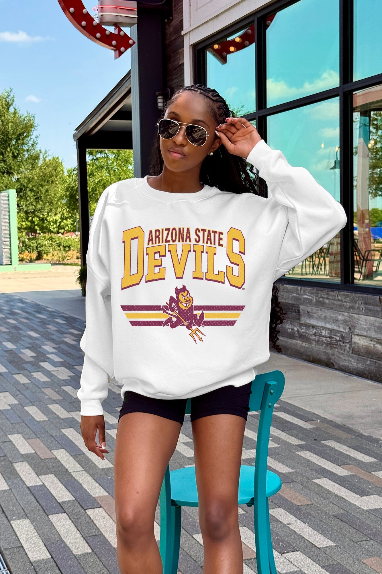 ARIZONA STATE SUN DEVILS SWIFT STRIKE PREMIUM FLEECE DROP SHOULDER CREWNECK PULLOVER