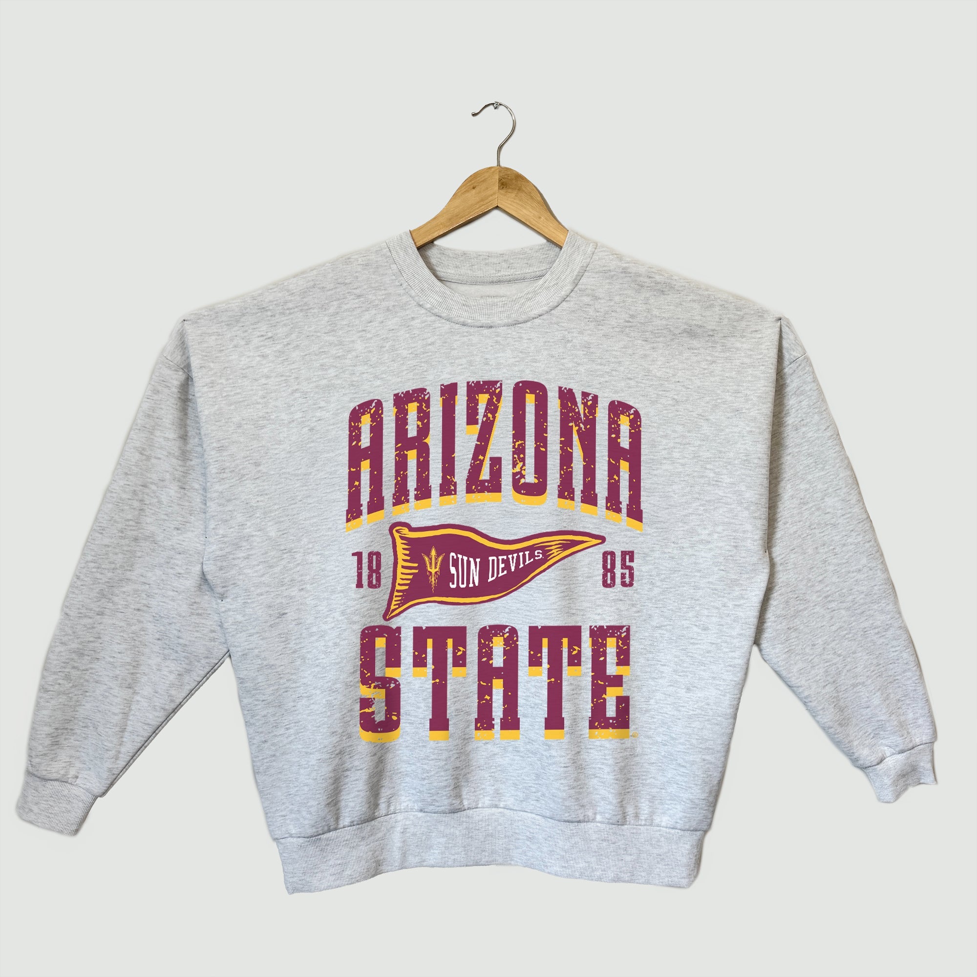 ARIZONA STATE SUN DEVILS PENNANT PRIDE PREMIUM FLEECE DROP SHOULDER CREWNECK PULLOVER