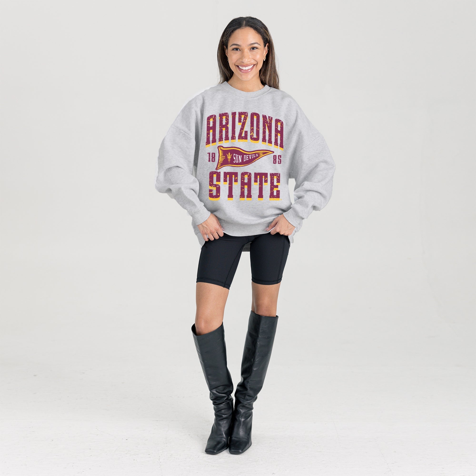 ARIZONA STATE SUN DEVILS PENNANT PRIDE PREMIUM FLEECE DROP SHOULDER CREWNECK PULLOVER