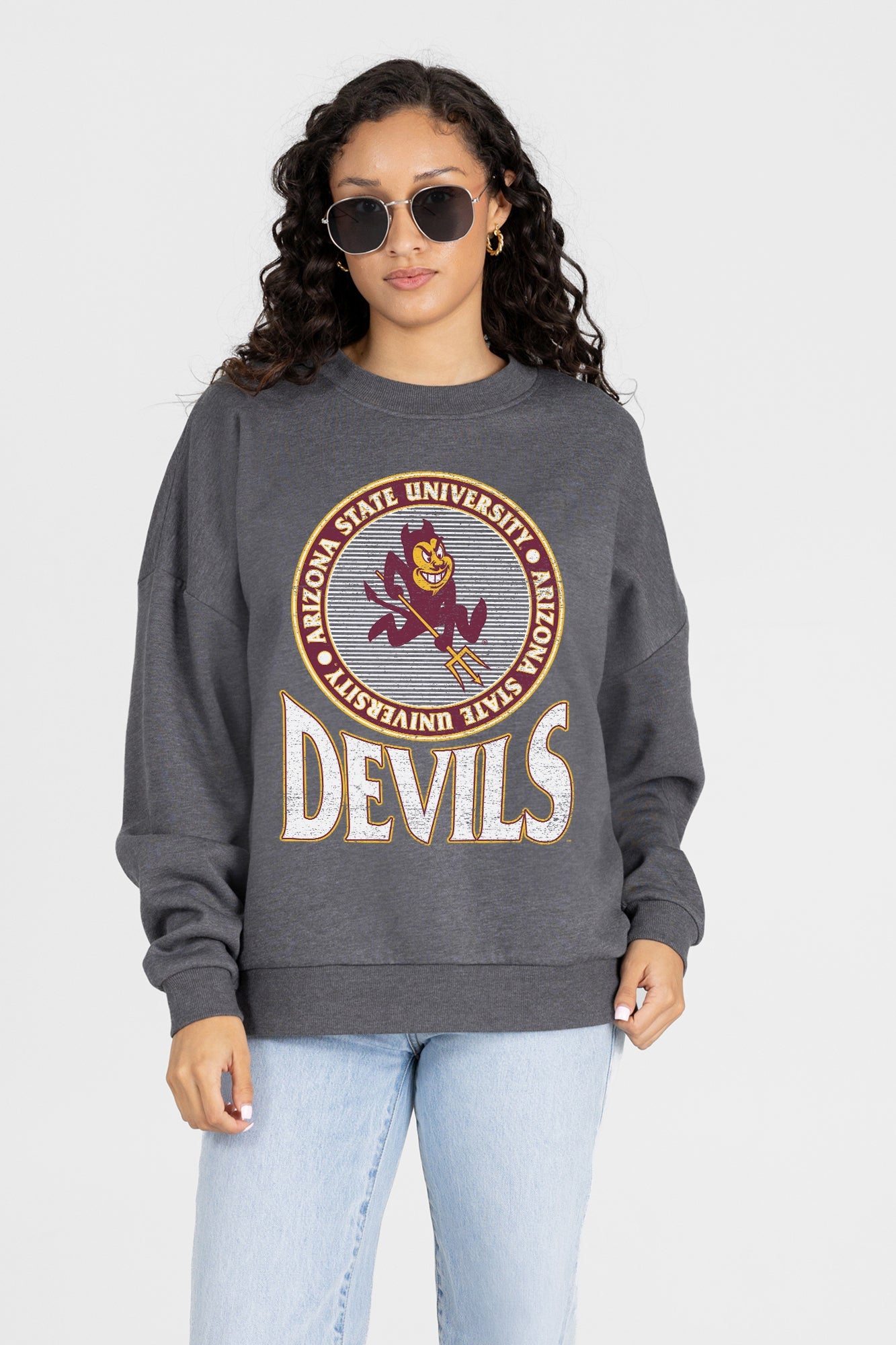 ARIZONA STATE SUN DEVILS SATURDAY SEAL PREMIUM FLEECE DROP SHOULDER CREWNECK PULLOVER