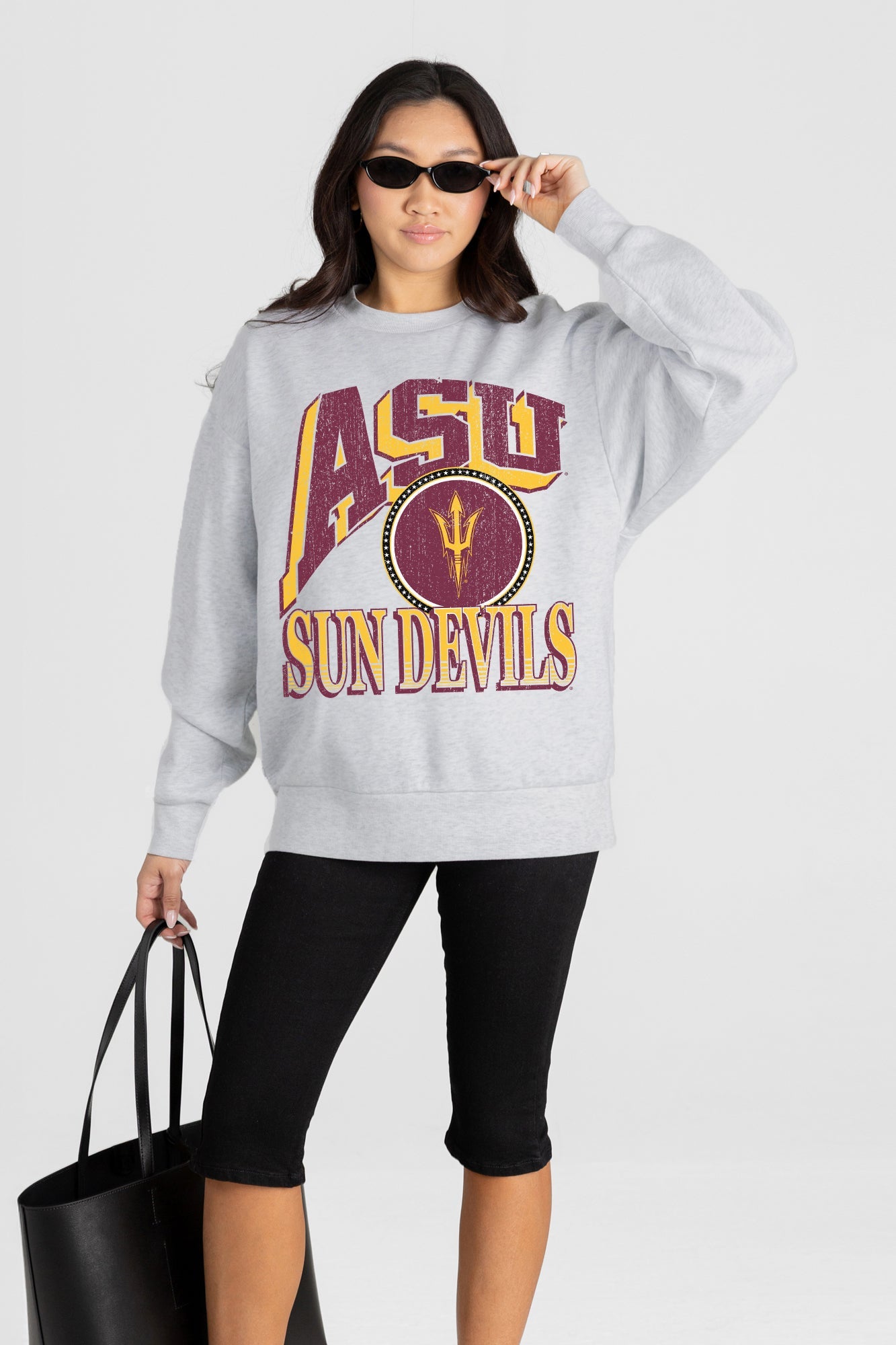 ARIZONA STATE SUN DEVILS GAME ON PREMIUM FLEECE DROP SHOULDER CREWNECK PULLOVER