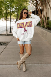White Arizona State Sun Devils Premium Fleece Pullover - On Model Street Style | Gameday Couture - SOHO