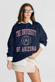 ARIZONA WILDCATS PRIME PLAY PREMIUM FLEECE DROP SHOULDER CREWNECK PULLOVER