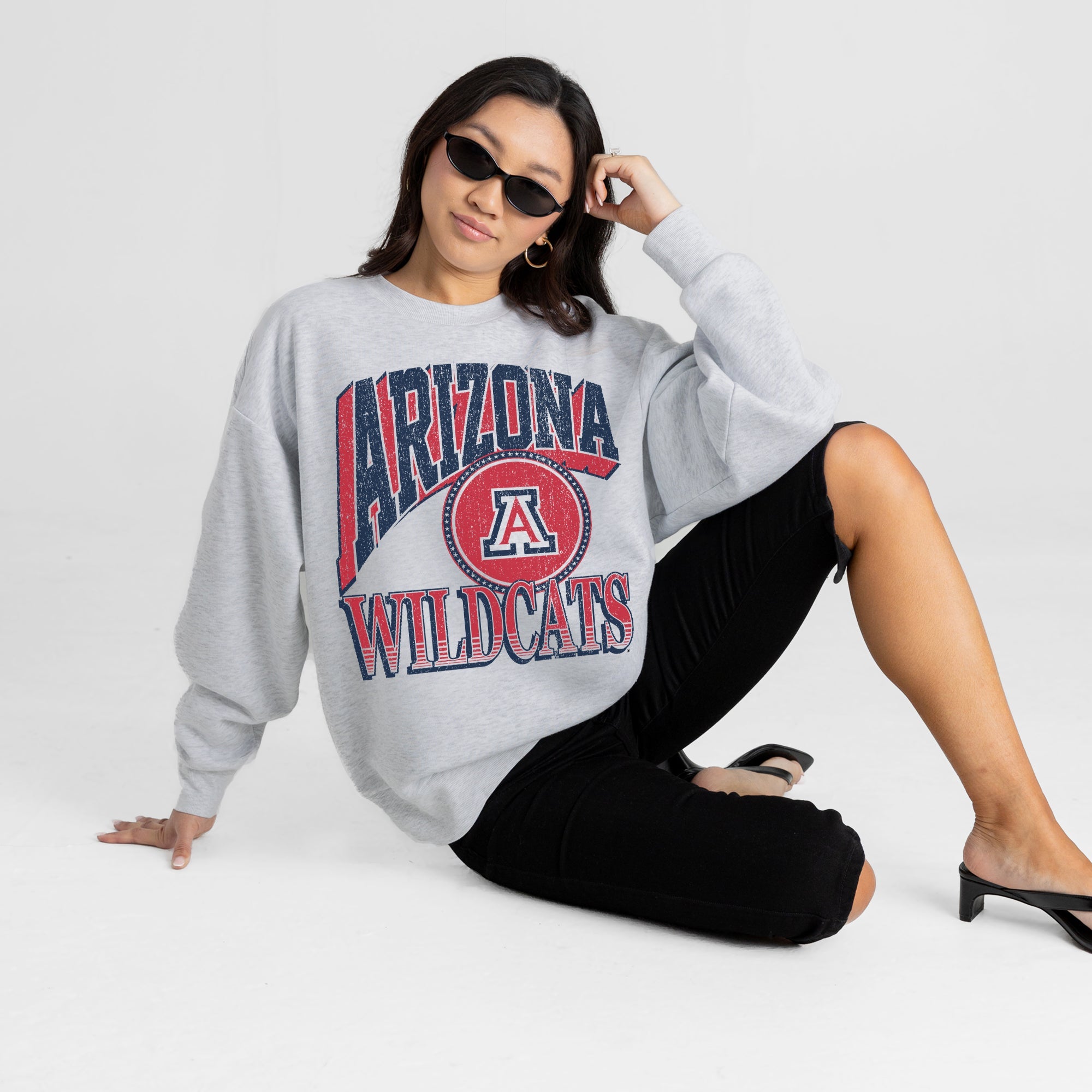 ARIZONA WILDCATS GAME ON PREMIUM FLEECE DROP SHOULDER CREWNECK PULLOVER