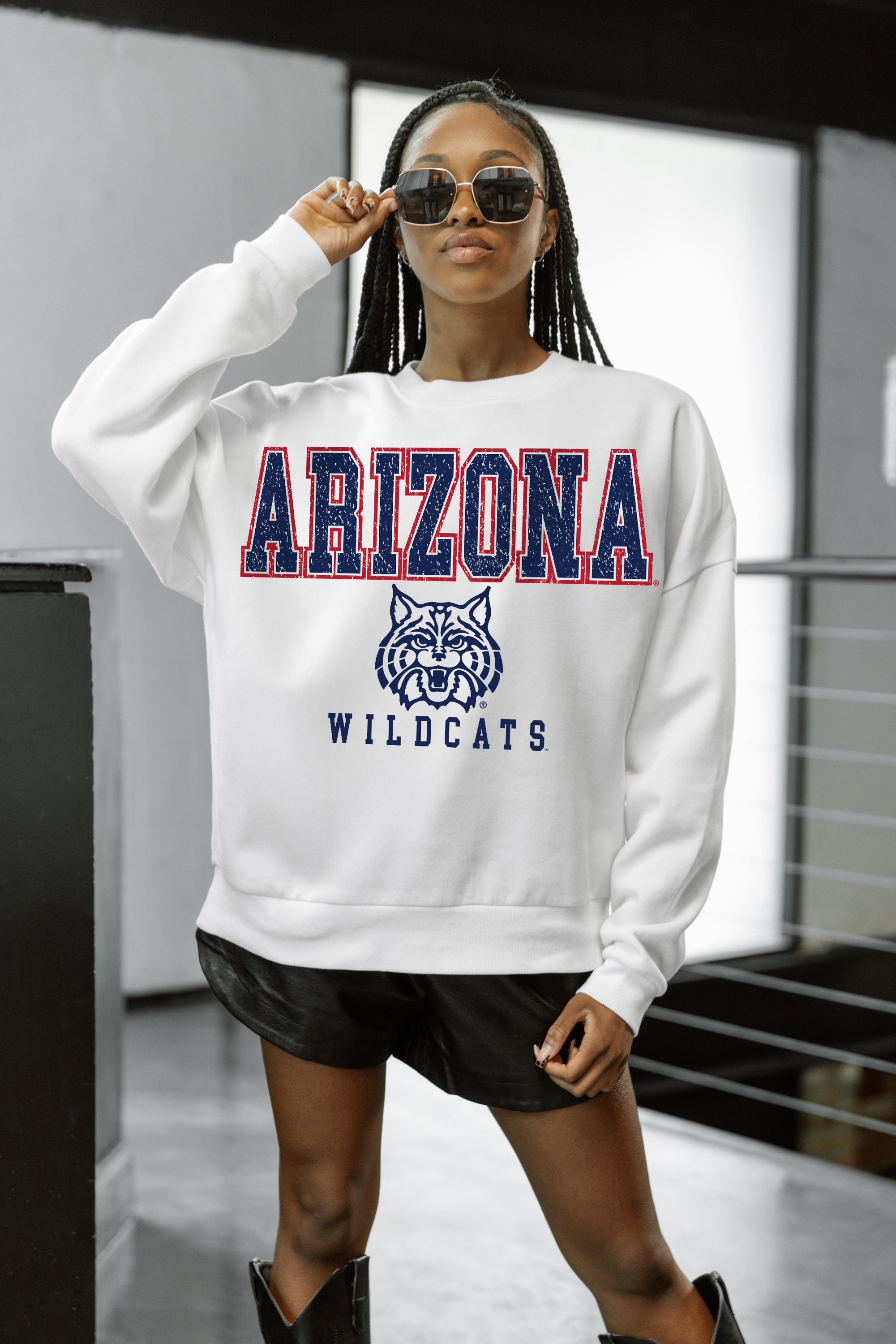 ARIZONA WILDCATS FREESTYLE PREMIUM FLEECE DROP SHOULDER CREWNECK PULLOVER