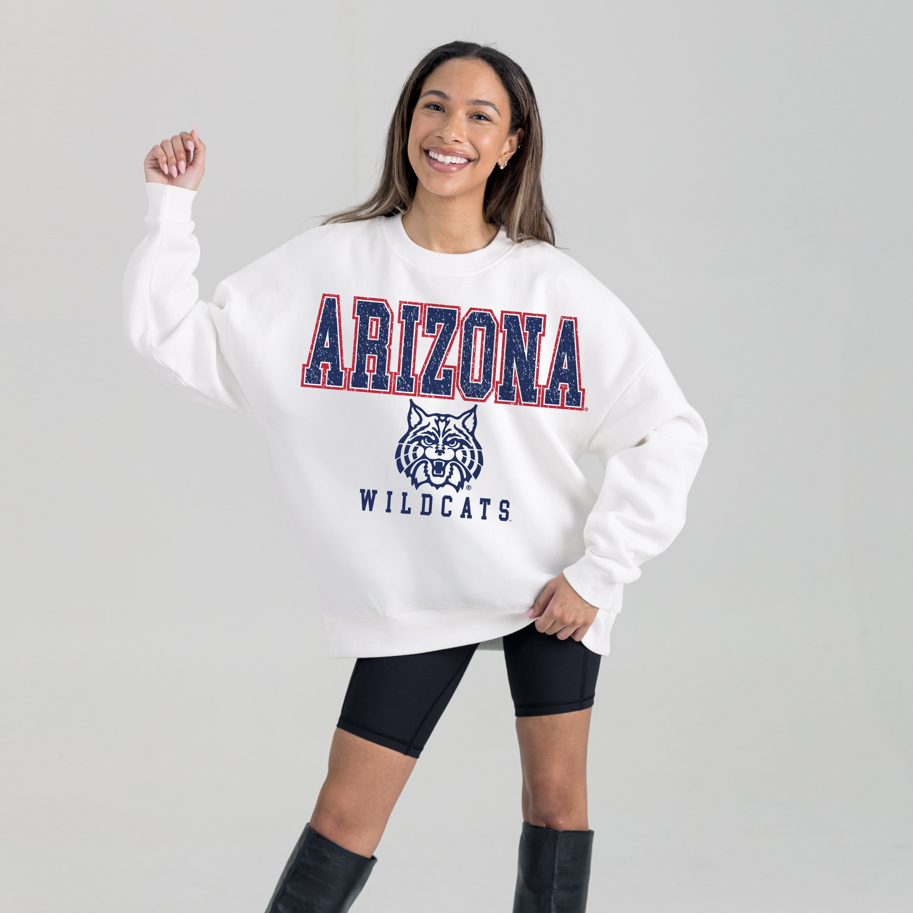 ARIZONA WILDCATS FREESTYLE PREMIUM FLEECE DROP SHOULDER CREWNECK PULLOVER