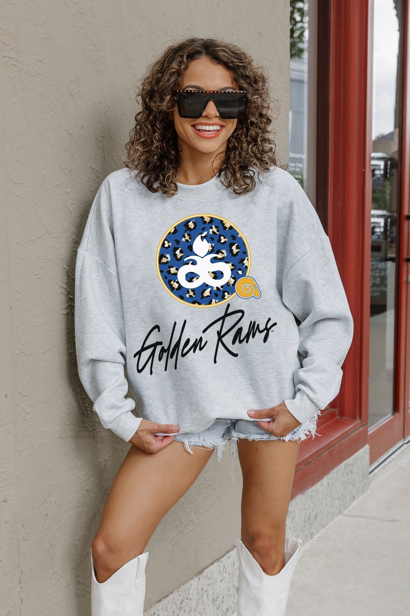 ALBANY STATE GOLDEN RAMS GOING WILD PREMIUM FLEECE DROP SHOULDER CREWNECK PULLOVER