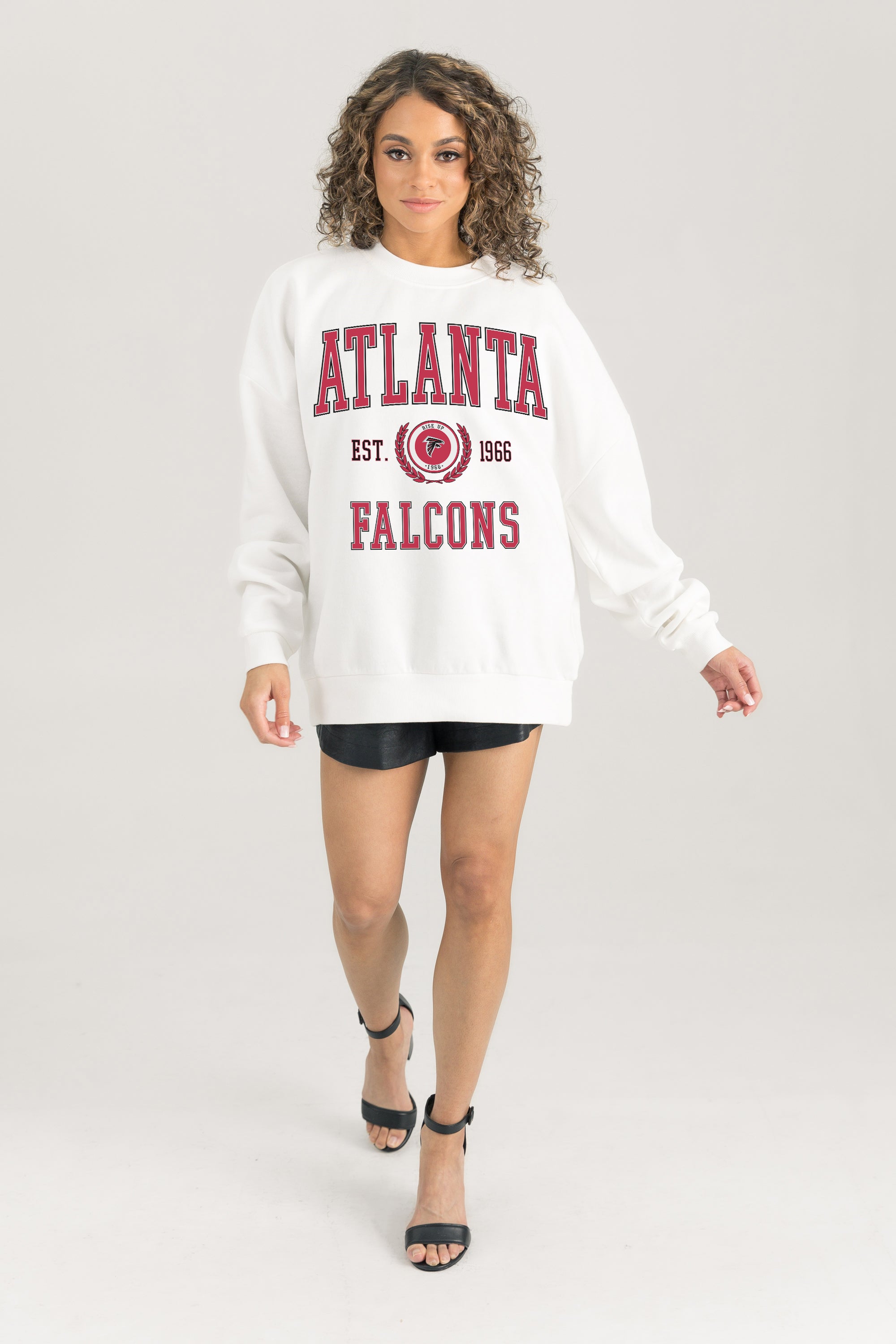 ATLANTA FALCONS TIMELESS TRIUMPH PREMIUM FLEECE DROP SHOULDER CREWNECK PULLOVER