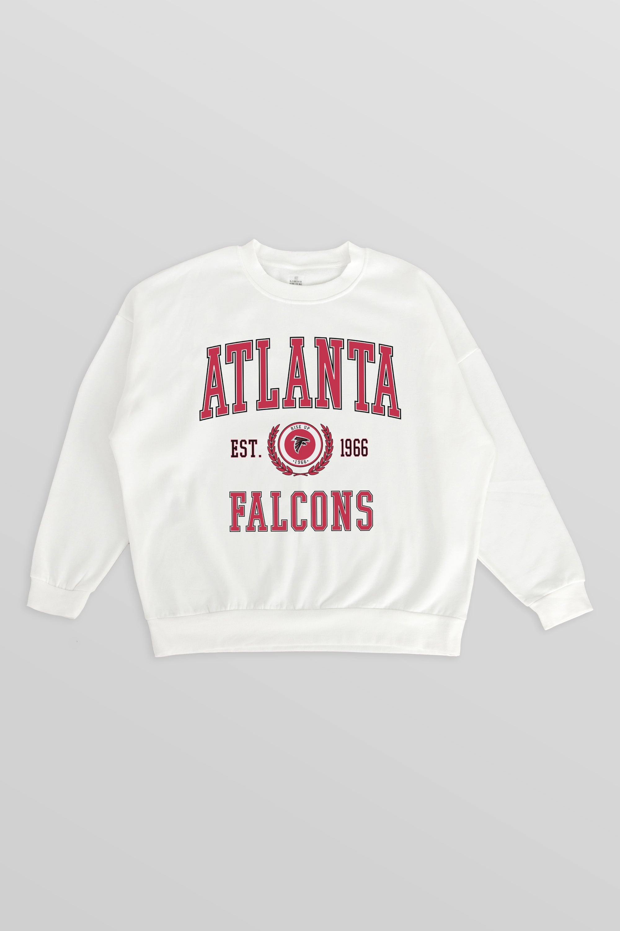ATLANTA FALCONS TIMELESS TRIUMPH PREMIUM FLEECE DROP SHOULDER CREWNECK PULLOVER