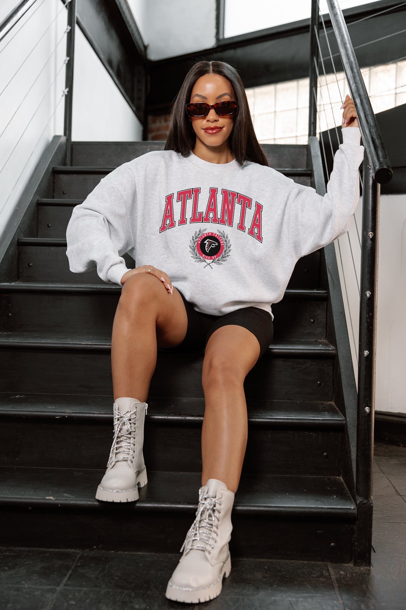 ATLANTA FALCONS TRADITION REFINED PREMIUM FLEECE CREWNECK PULLOVER