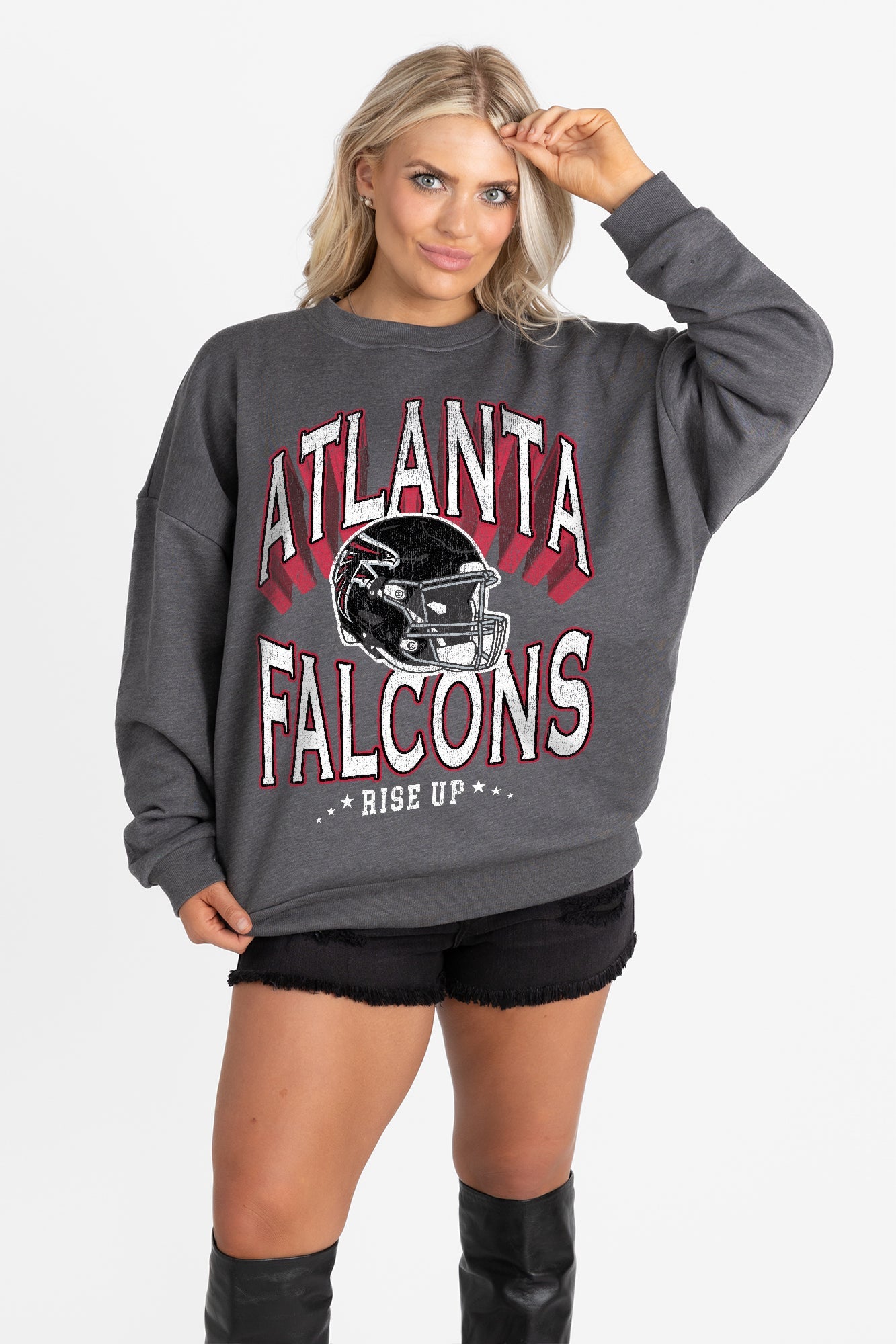 ATLANTA FALCONS STAY COOL PREMIUM FLEECE CREWNECK PULLOVER BY RANDI MAHOMES