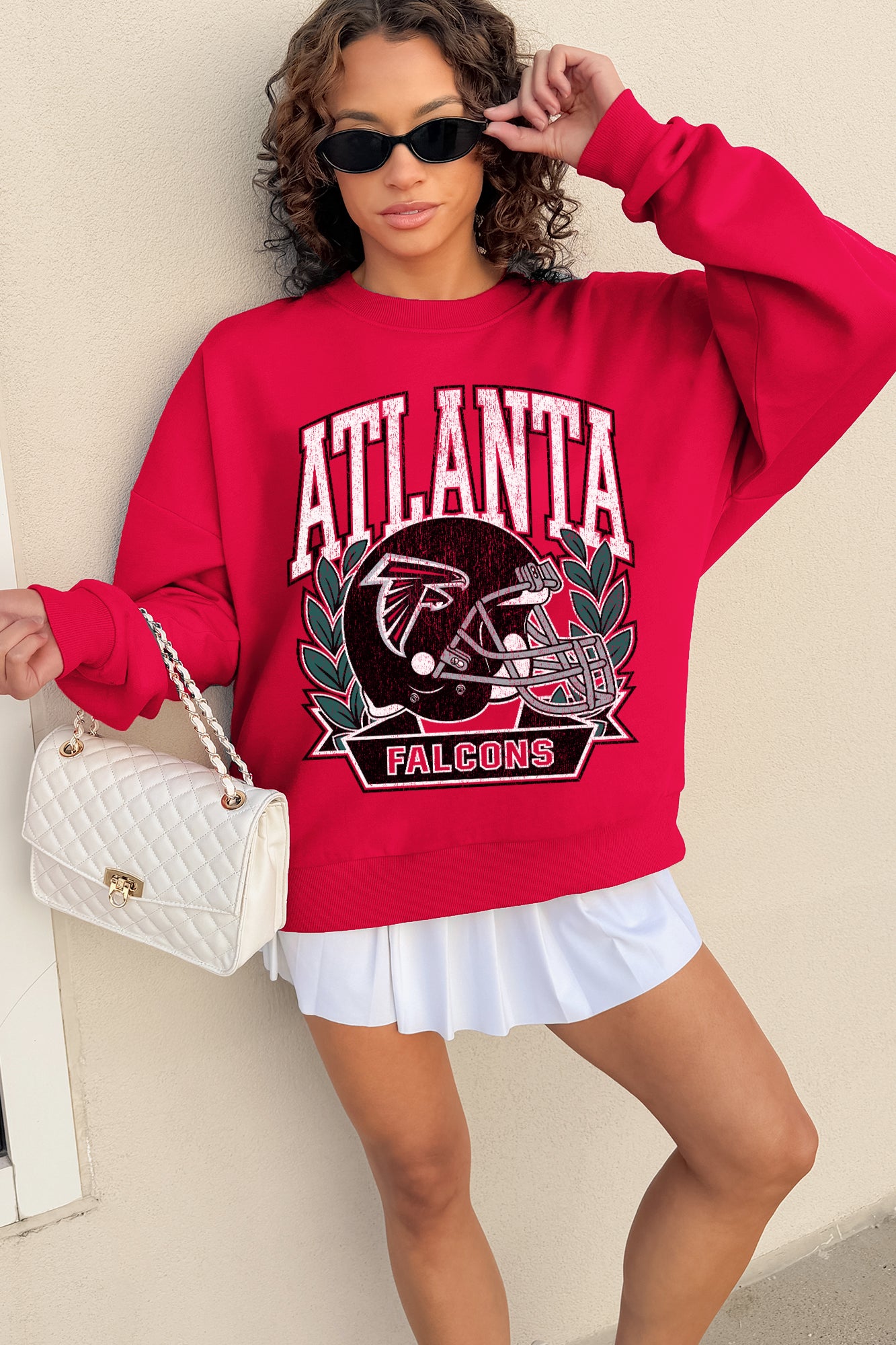 ATLANTA FALCONS CLASSIC ARCHIVES PREMIUM FLEECE DROP SHOULDER CREWNECK PULLOVER