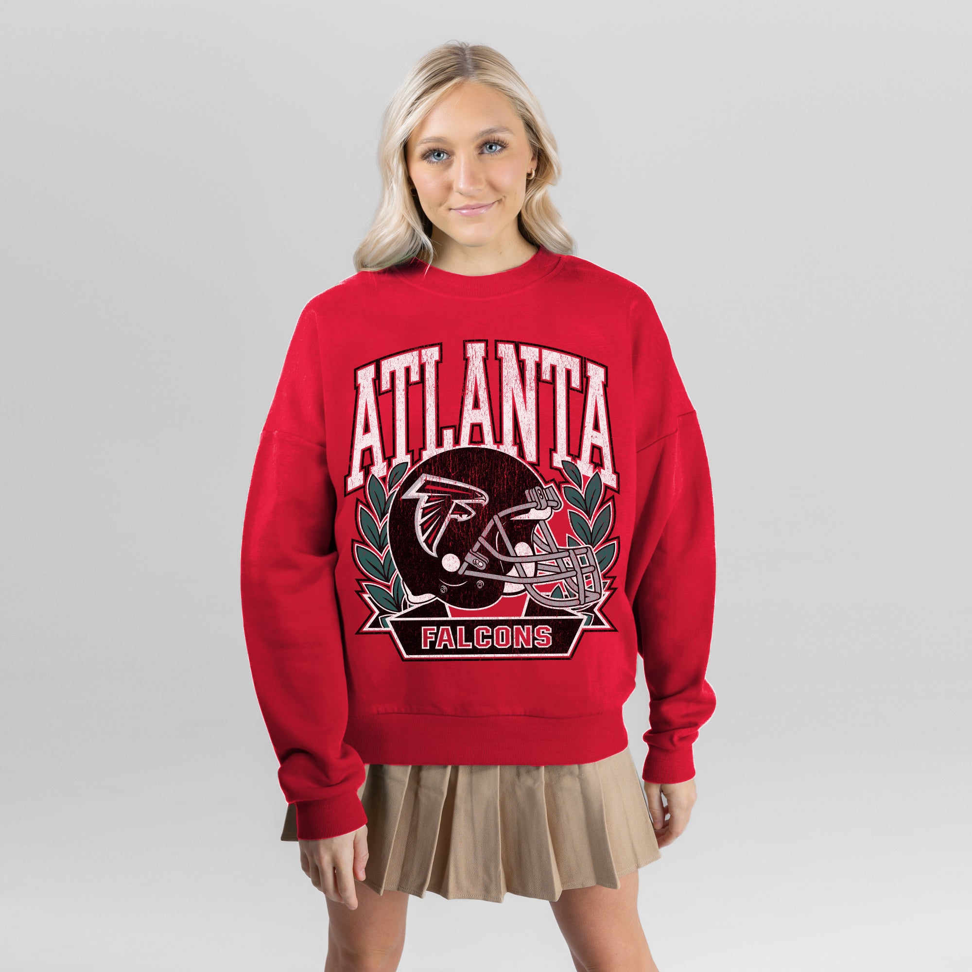 ATLANTA FALCONS CLASSIC ARCHIVES PREMIUM FLEECE DROP SHOULDER CREWNECK PULLOVER