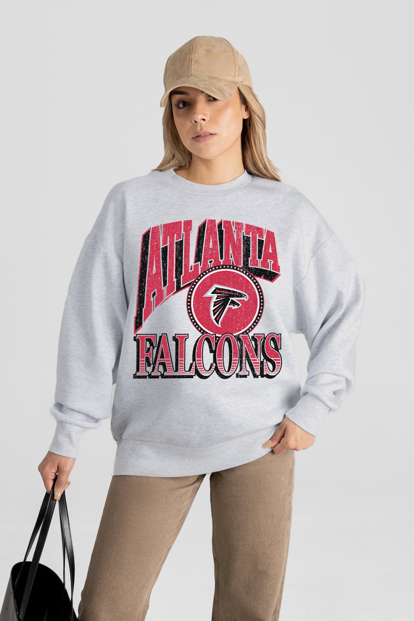 ATLANTA FALCONS GAME ON PREMIUM FLEECE DROP SHOULDER CREWNECK PULLOVER