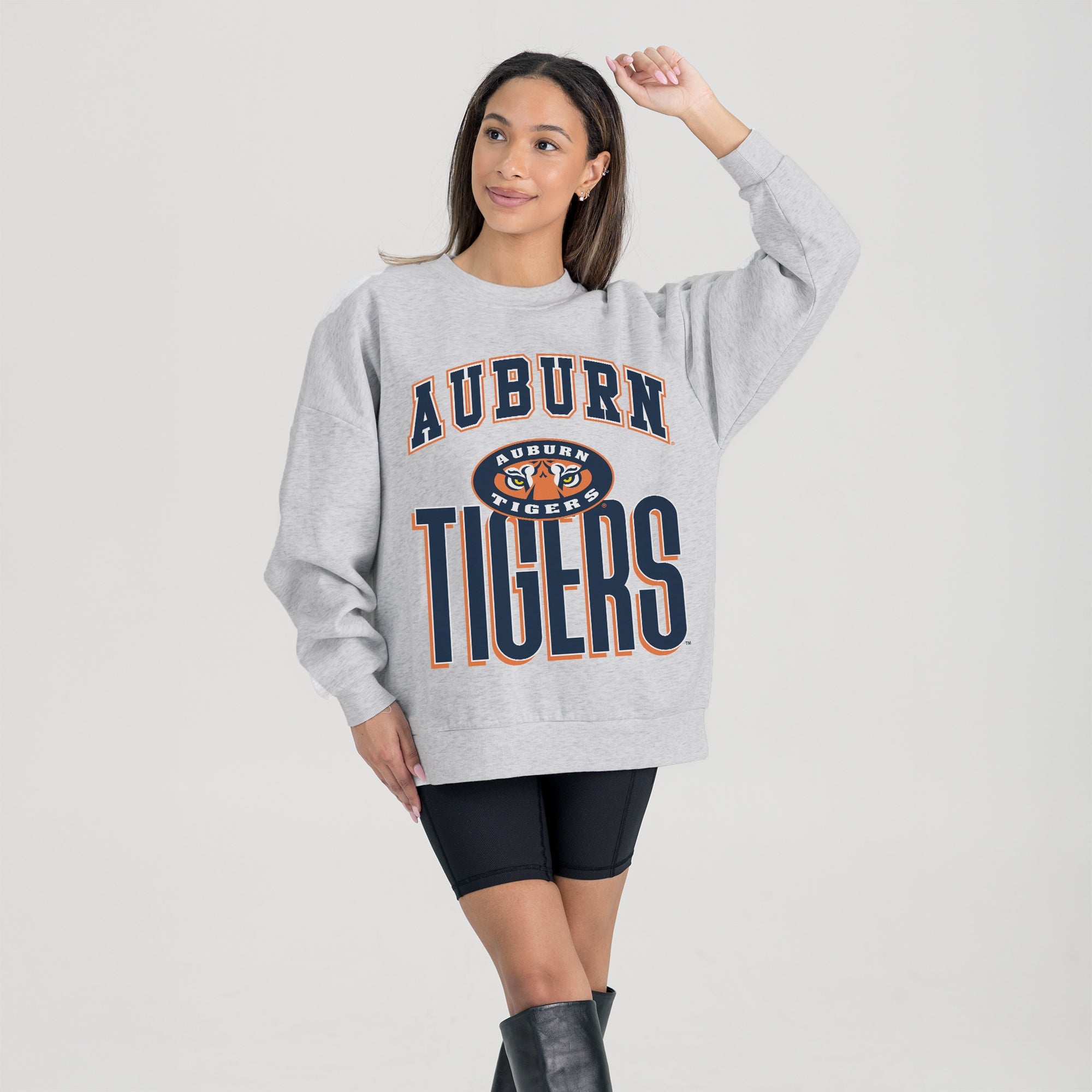 AUBURN TIGERS FIERCE FOCUS PREMIUM FLEECE DROP SHOULDER CREWNECK PULLOVER