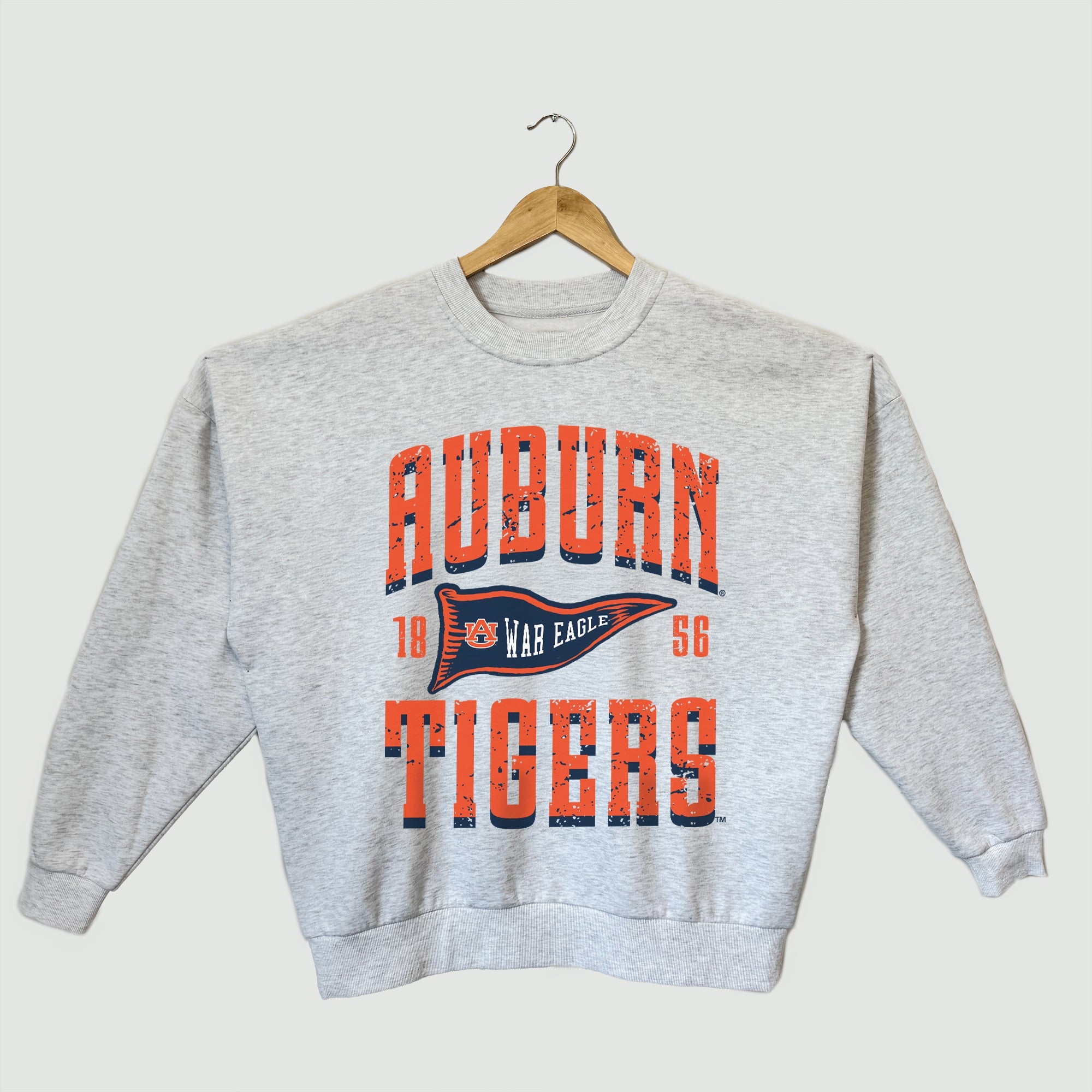 AUBURN TIGERS PENNANT PRIDE PREMIUM FLEECE DROP SHOULDER CREWNECK PULLOVER