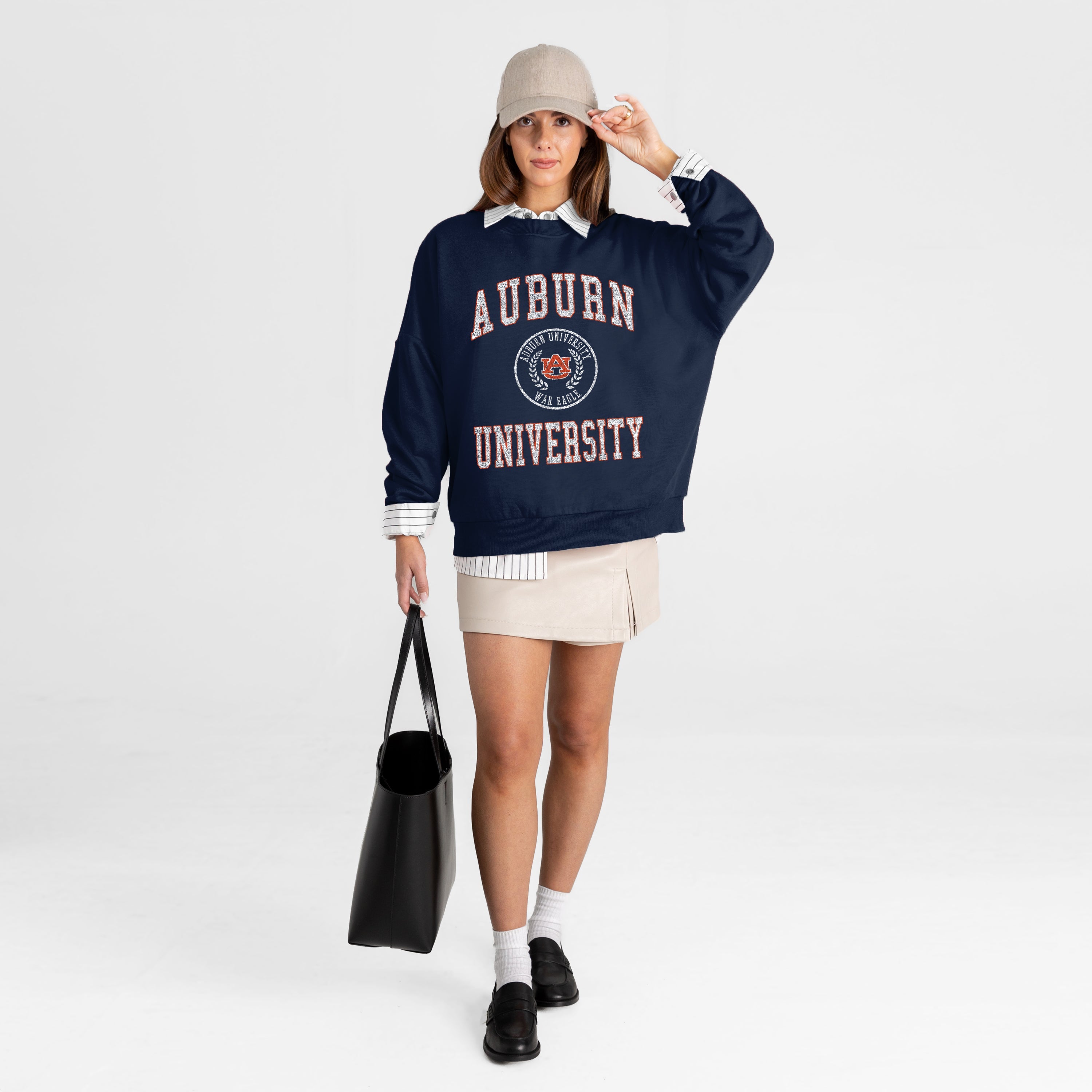 AUBURN TIGERS PRIME PLAY PREMIUM FLEECE DROP SHOULDER CREWNECK PULLOVER