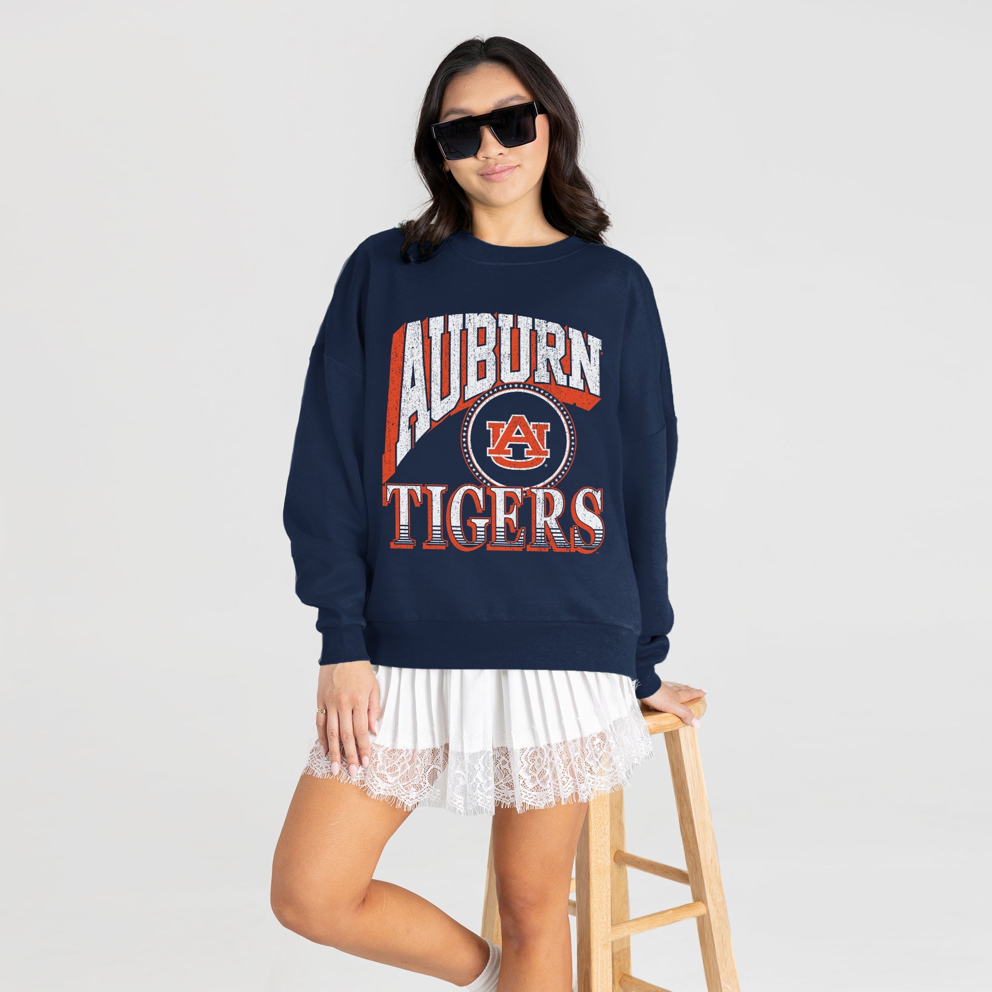 AUBURN TIGERS MAIN CHARACTER PREMIUM FLEECE DROP SHOULDER CREWNECK PULLOVER
