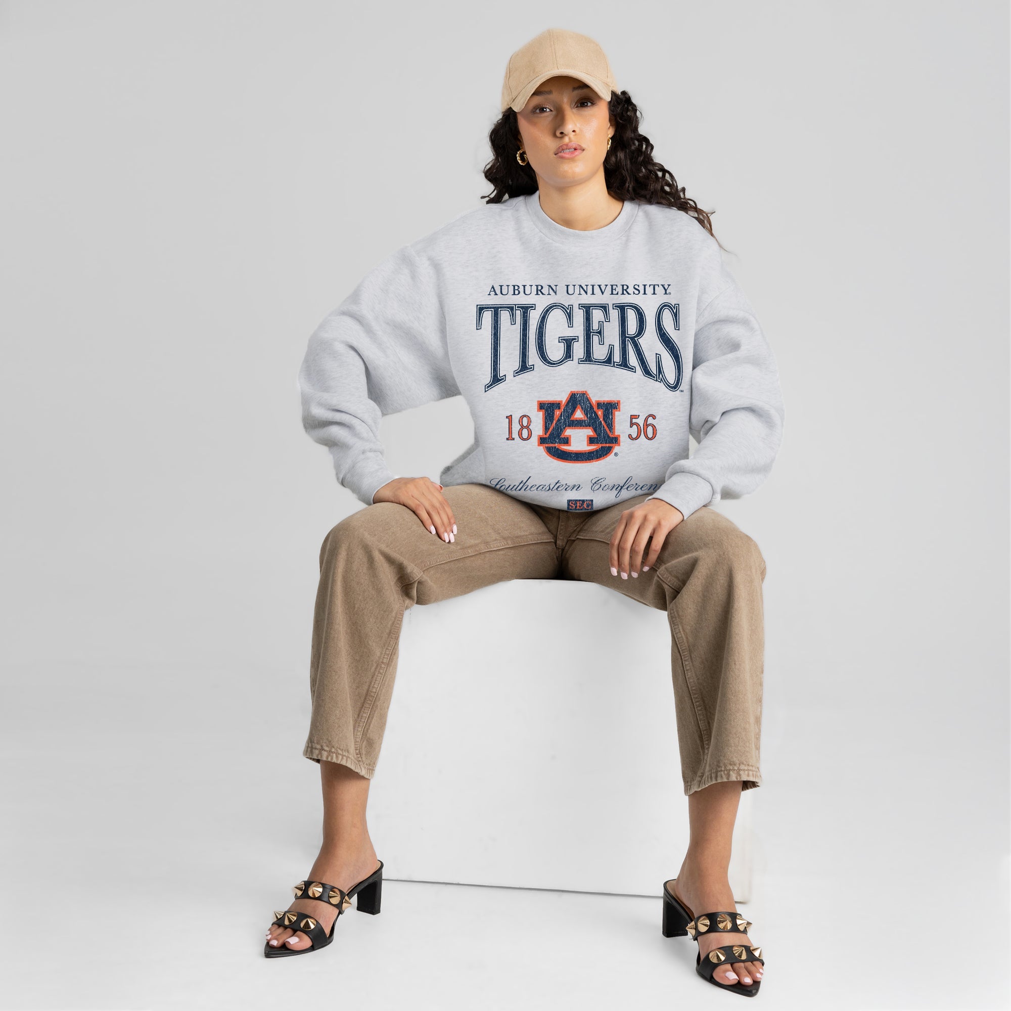 AUBURN TIGERS INSTANT CLASSIC PREMIUM FLEECE DROP SHOULDER CREWNECK PULLOVER