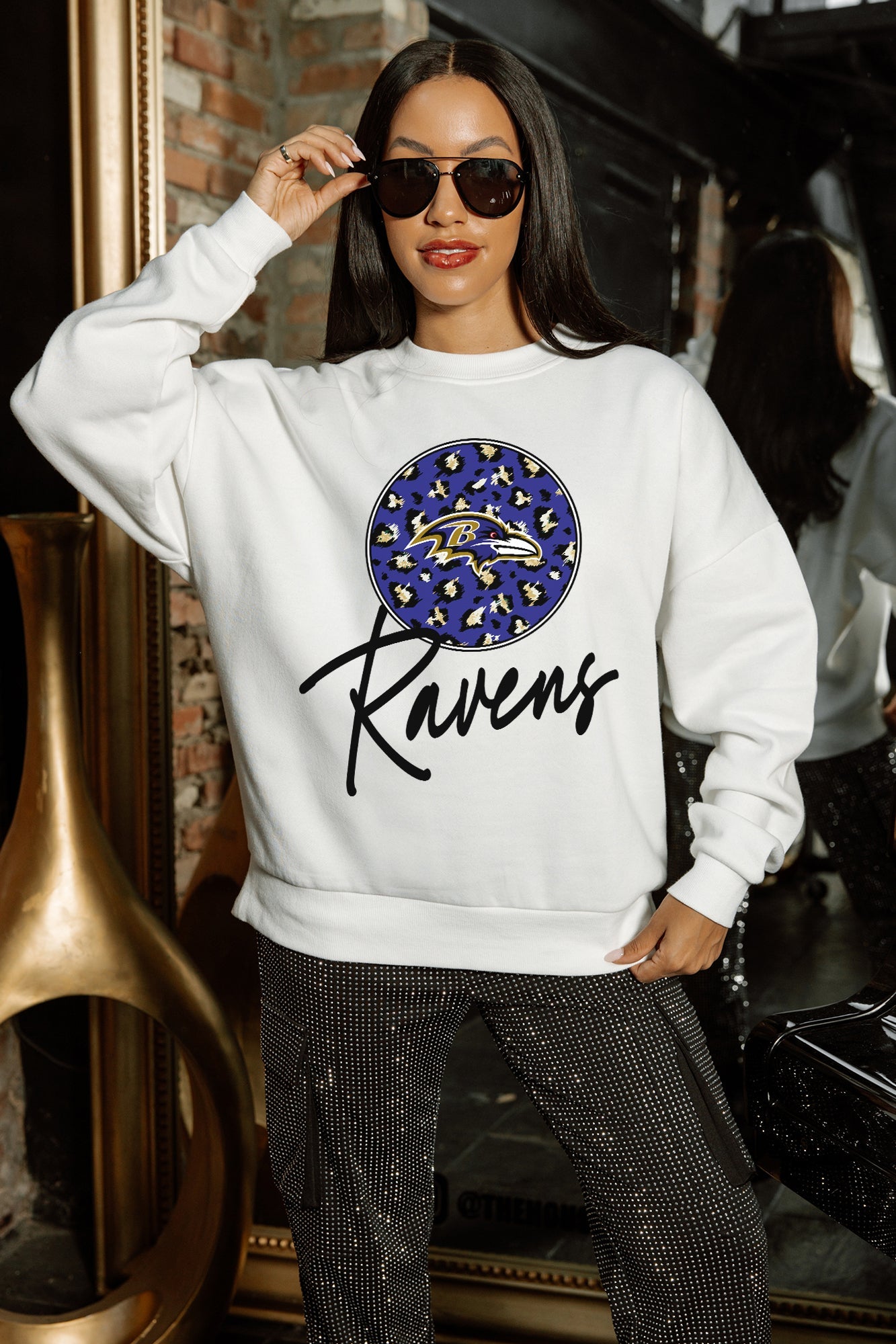 BALTIMORE RAVENS WILD BREAKTHROUGH PREMIUM FLEECE CREWNECK PULLOVER