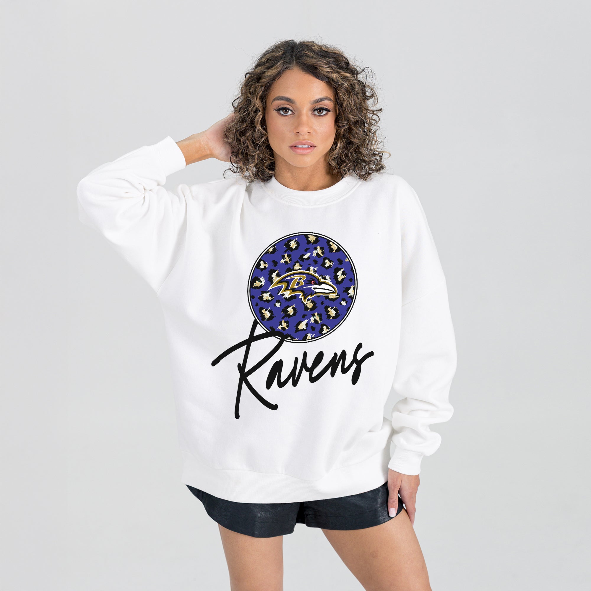 BALTIMORE RAVENS WILD BREAKTHROUGH PREMIUM FLEECE CREWNECK PULLOVER