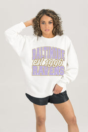 BALTIMORE RAVENS FADED FORMATION PREMIUM FLEECE CREWNECK PULLOVER