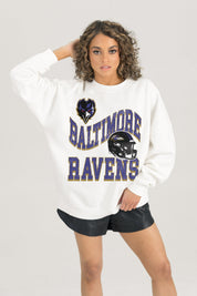 BALTIMORE RAVENS HARD EARNED PREMIUM FLEECE CREWNECK PULLOVER