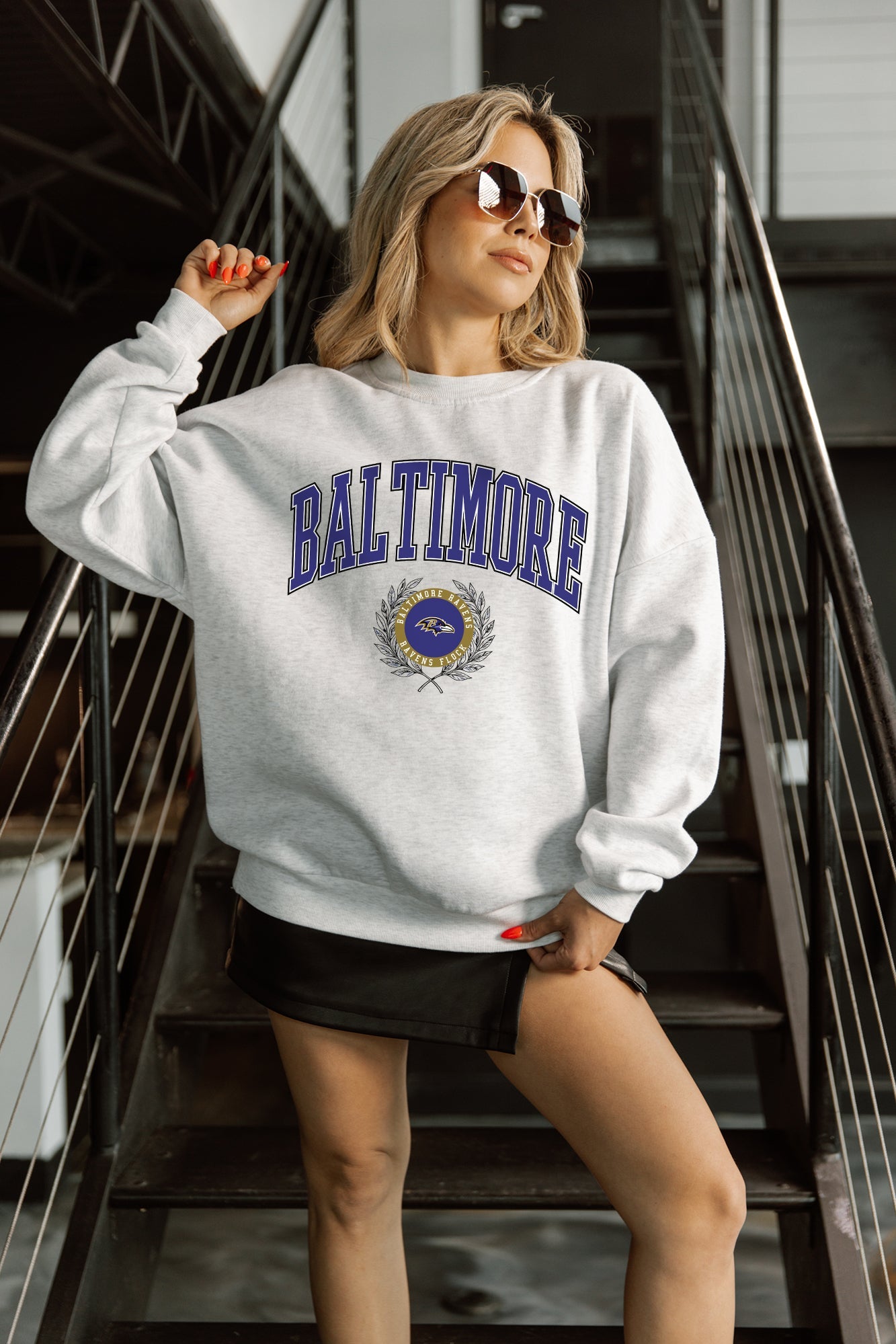 BALTIMORE RAVENS TRADITION REFINED PREMIUM FLEECE CREWNECK PULLOVER