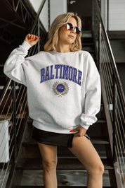 BALTIMORE RAVENS TRADITION REFINED PREMIUM FLEECE CREWNECK PULLOVER