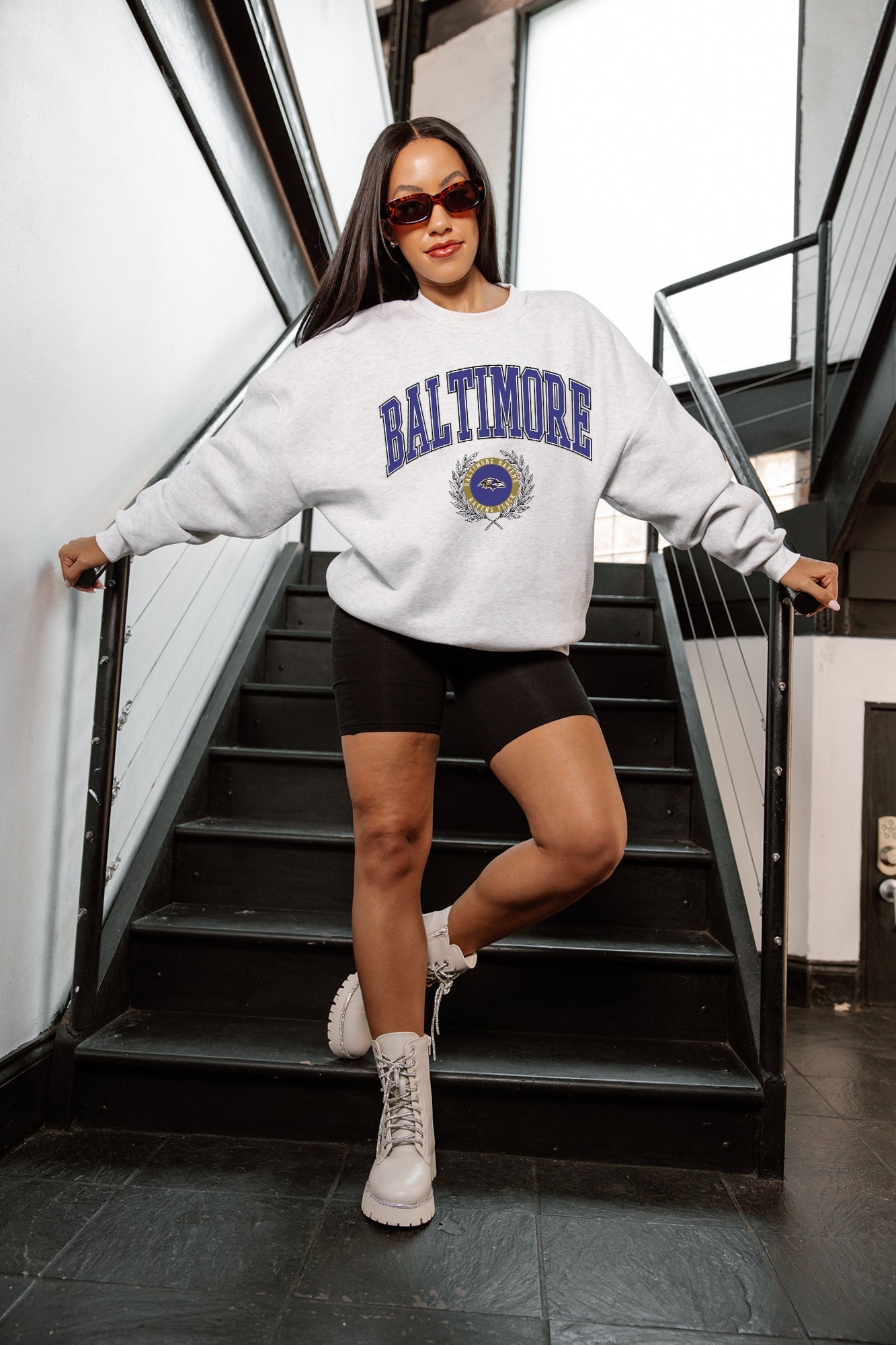 BALTIMORE RAVENS TRADITION REFINED PREMIUM FLEECE CREWNECK PULLOVER