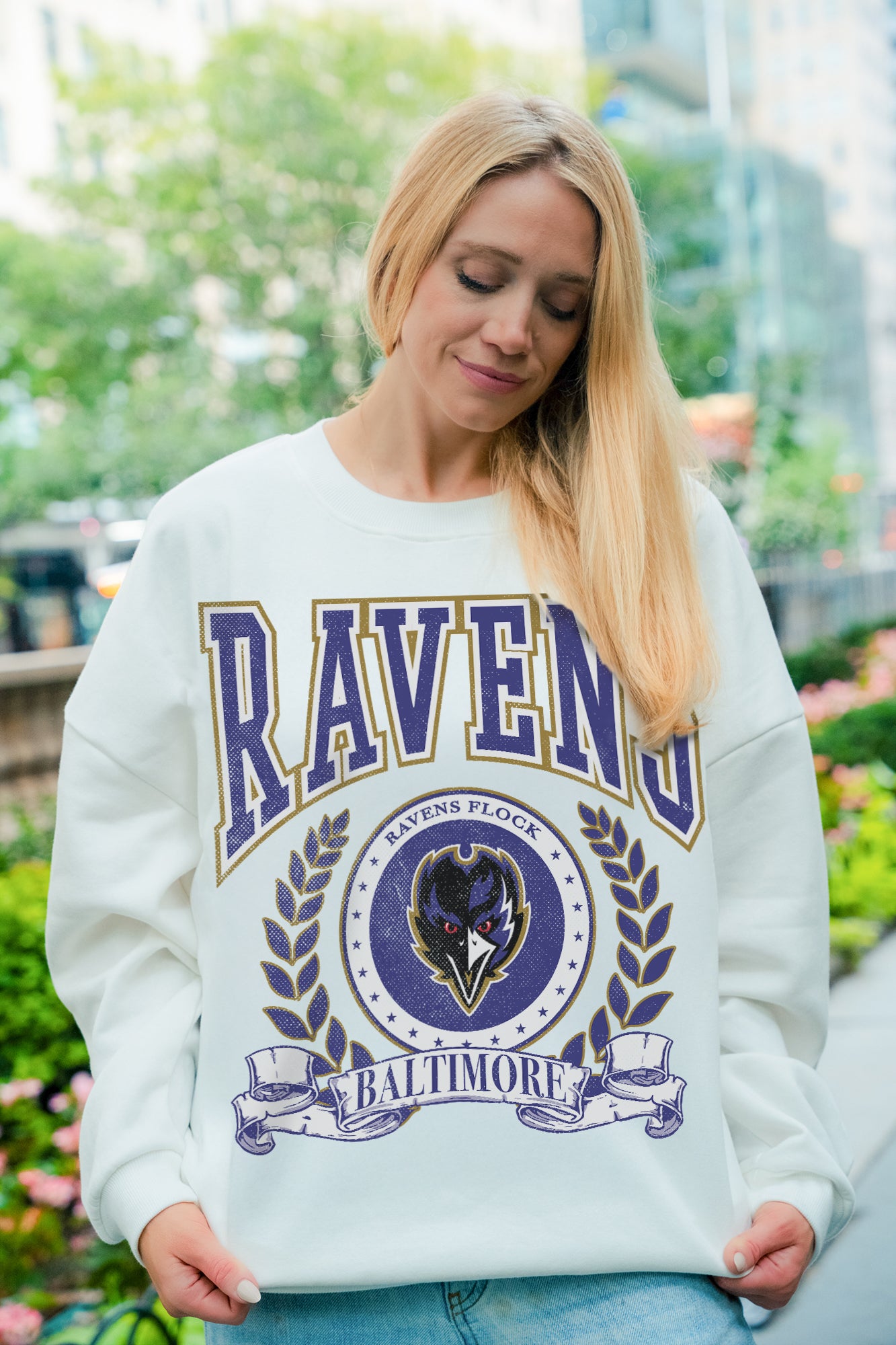 BALTIMORE RAVENS STAY COOL PREMIUM FLEECE CREWNECK PULLOVER