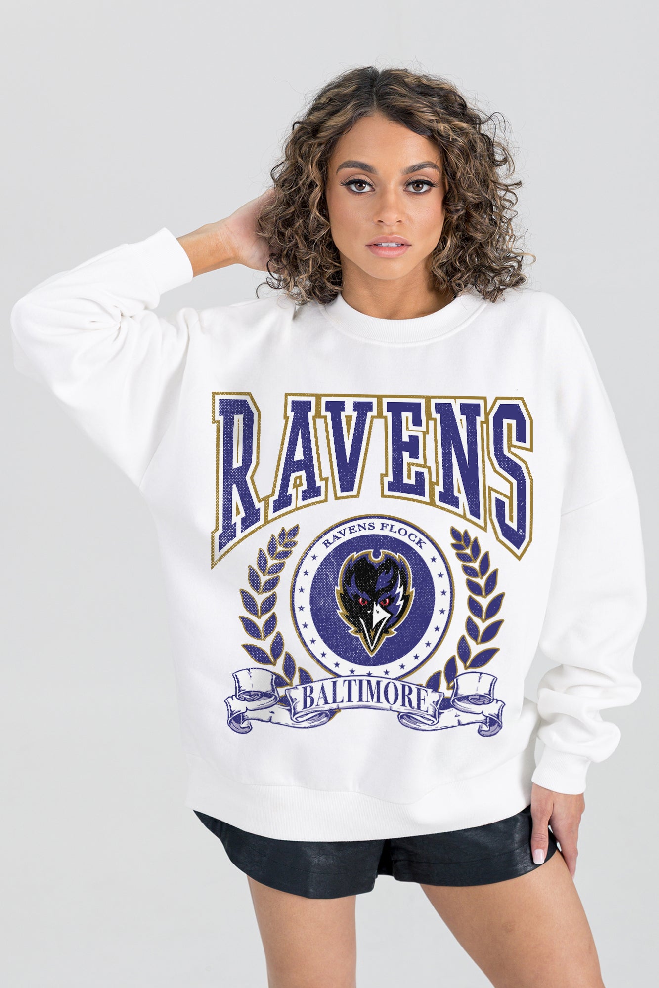 BALTIMORE RAVENS STAY COOL PREMIUM FLEECE CREWNECK PULLOVER