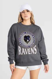 BALTIMORE RAVENS SATURDAY SEAL PREMIUM FLEECE DROP SHOULDER CREWNECK PULLOVER