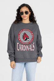 BALL STATE CARDINALS SATURDAY SEAL PREMIUM FLEECE DROP SHOULDER CREWNECK PULLOVER