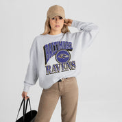 BALTIMORE RAVENS GAME ON PREMIUM FLEECE DROP SHOULDER CREWNECK PULLOVER
