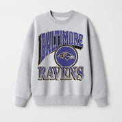 BALTIMORE RAVENS GAME ON PREMIUM FLEECE DROP SHOULDER CREWNECK PULLOVER