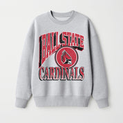 BALL STATE CARDINALS GAME ON PREMIUM FLEECE DROP SHOULDER CREWNECK PULLOVER