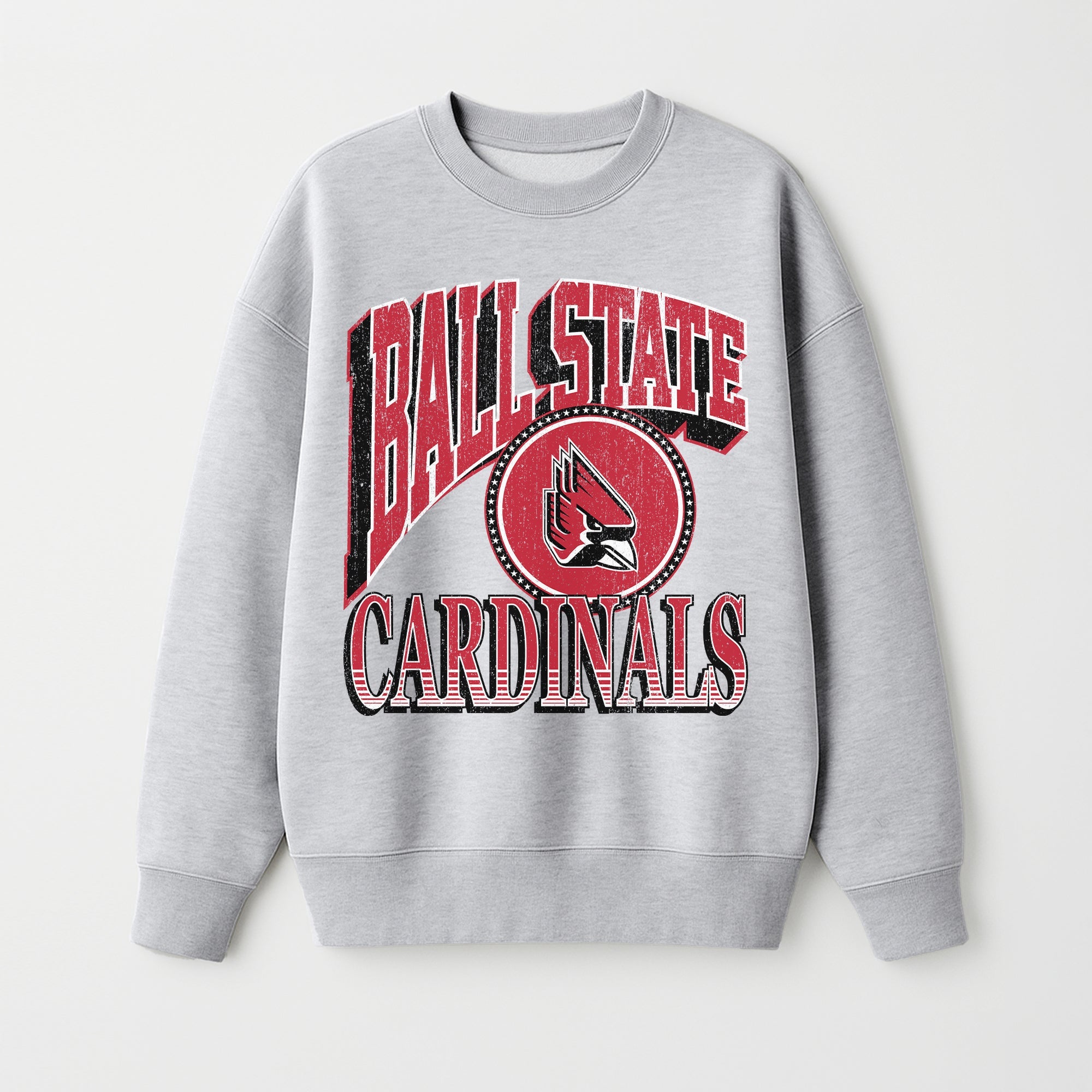 BALL STATE CARDINALS GAME ON PREMIUM FLEECE DROP SHOULDER CREWNECK PULLOVER
