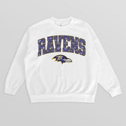 BALTIMORE RAVENS SWEET PLAY PREMIUM FLEECE DROP SHOULDER CREWNECK PULLOVER