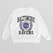 BALTIMORE RAVENS GOLD STANDARD PREMIUM FLEECE DROP SHOULDER CREWNECK PULLOVER