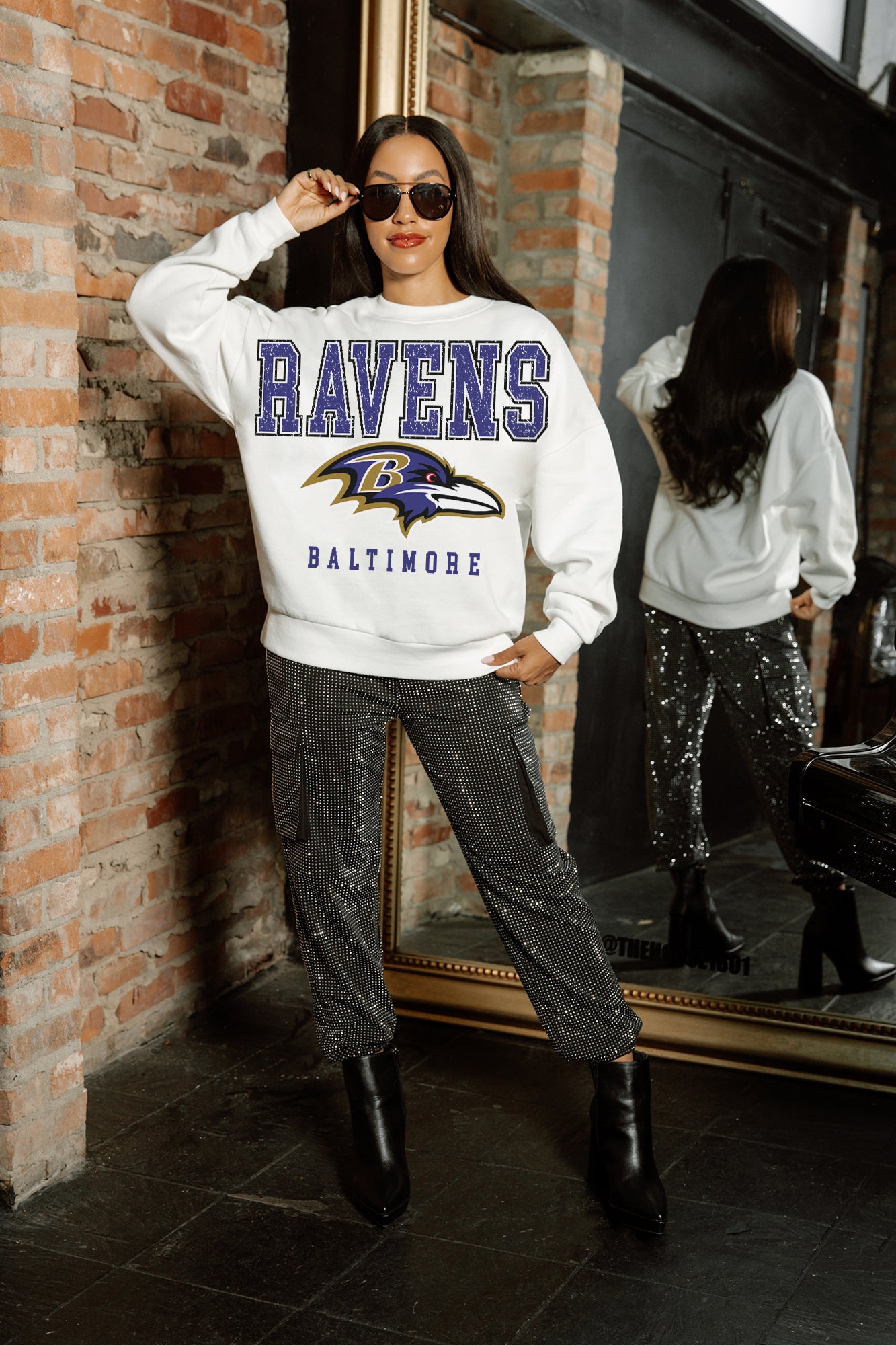 BALTIMORE RAVENS Sunday Drives Fleece Crewneck Pullover